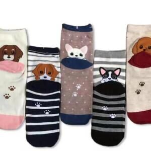 Cute Dog Patterned Socks Set - Multicolor